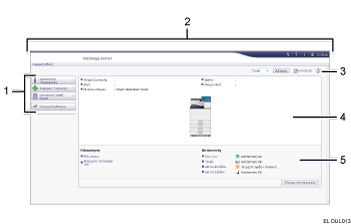 Απεικόνιση οθόνης προγράμματος περιήγησης με αριθμημένες επεξηγήσεις