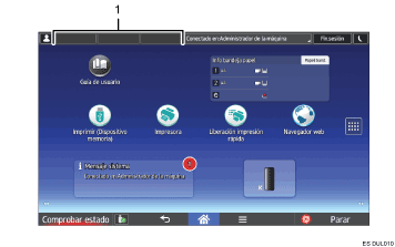 Ilustración con llamadas numeradas de la pantalla del panel de mandos