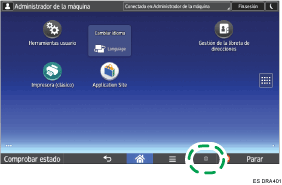 Ilustración de la pantalla del panel de mandos