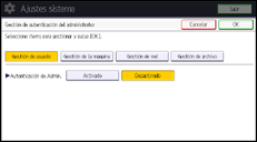 Ilustración de la pantalla del panel de mandos