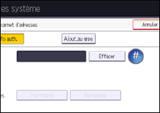 Illustration de l'écran du panneau de commande