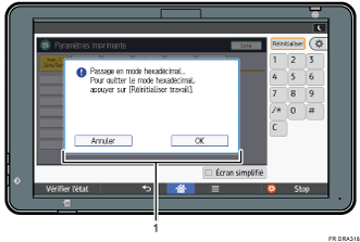 Illustration du panneau de commande avec numérotation