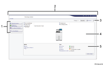 Illustration de l'écran du navigateur Web avec légende numérotée