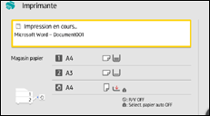 Illustration de l'écran du panneau de commande