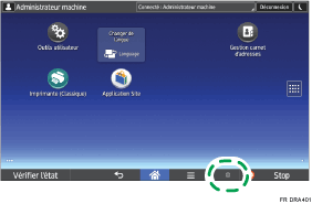 Illustration de l'écran du panneau de commande