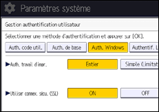 Illustration de l'écran du panneau de commande