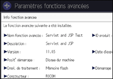 Illustration de l'écran du panneau de commande