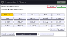 Illustrazione della schermata sul pannello di controllo