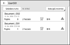 Illustrazione della schermata sul pannello di controllo