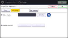 Illustrazione della schermata sul pannello di controllo