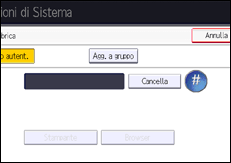Illustrazione della schermata sul pannello di controllo