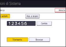 Illustrazione della schermata sul pannello di controllo