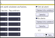 Illustrazione della schermata sul pannello di controllo