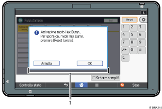 Illustrazione numerata schermata pannello di controllo