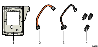 Illustrazione dell'unità disco fisso (illustrazione numerata)