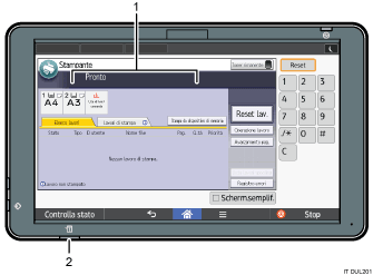 Illustrazione numerata schermata pannello di controllo