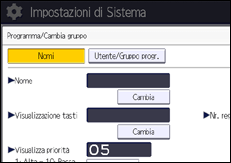 Illustrazione della schermata sul pannello di controllo
