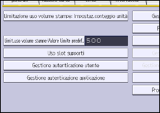 Illustrazione della schermata sul pannello di controllo