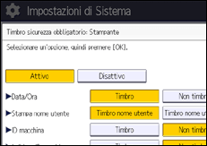 Illustrazione della schermata sul pannello di controllo