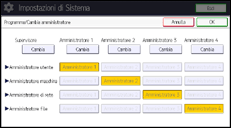 Illustrazione della schermata sul pannello di controllo
