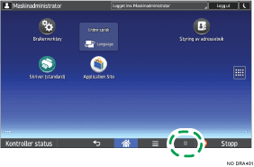 Illustrasjon av betjeningspanelet