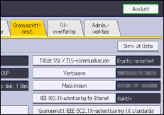 Illustrasjon av betjeningspanelet