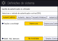 Ilustração do ecrã do painel de operação