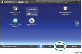 Ilustração do ecrã do painel de operação