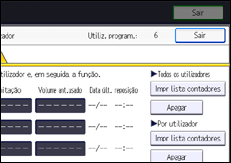 Ilustração do ecrã do painel de operação