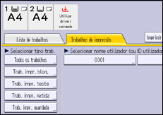 Ilustração do ecrã do painel de operação
