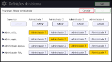 Ilustração do ecrã do painel de operação