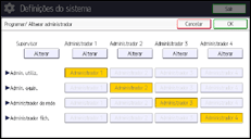 Ilustração do ecrã do painel de operação