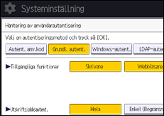Bild av användarpanelens skärm