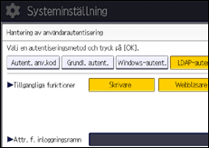 Bild av användarpanelens skärm