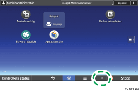 Bild av användarpanelens skärm