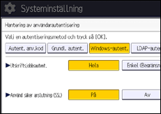 Bild av användarpanelens skärm
