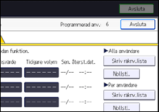 Bild av användarpanelens skärm