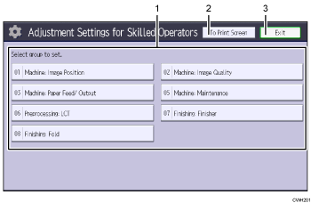 Operation panel screen numbered callout illustration
