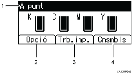 Il·lustració explicativa i numerada de la pantalla del panell d'operacions.