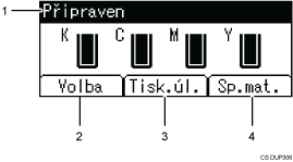 Číslovaná ilustrace ovládacího panelu zařízení