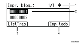 Ilustración con llamadas numeradas de la pantalla del panel de mandos