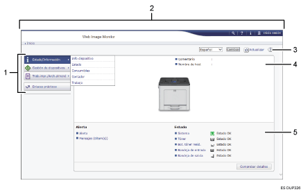 Ilustración de llamada numerada de ilustración de pantalla del explorador Web