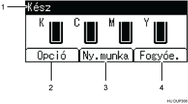 Kezelőpanel képernyőjének számozott jelölésű illusztrálása