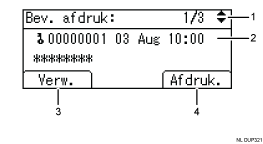 Genummerde afbeelding van het scherm van het bedieningspaneel