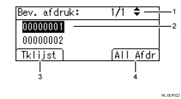 Genummerde afbeelding van het scherm van het bedieningspaneel