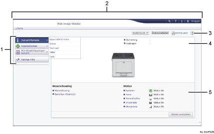 Schermafbeelding van internetbrowser (afbeelding met genummerde items)