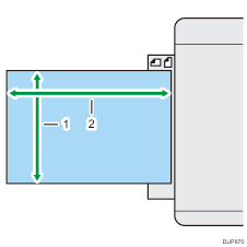 Illustration of maximum scan area of the ID Card Feeder
