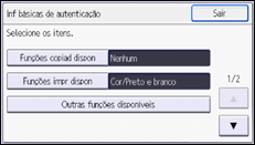 Ilustração da tela do painel de operação