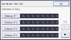 Ilustração da tela do painel de operação
