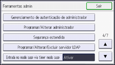 Ilustração da tela do painel de operação